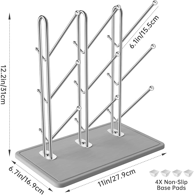 NiHome Diatomaceous Earth Vertical Baby Bottle Drying Rack, Compact Countertop Organizer for Bottles