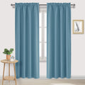 DWCN Blackout Curtains for Living Room Thermal Insulated, Energy Saving & Noise Reducing Bedroom Curtains, Stone Blue, W 52x L 95 Inch, Set of 2 Rod Pocket Curtain Panels
