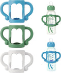 Bottle Handles for Dr. Brown's Narrow Baby, Wide-Neck, Removable Easy-Grip Transitional Sippy Cup Handles, 100% Silicone-BPA-Free Material, 4m+ (White, Green, Blue)