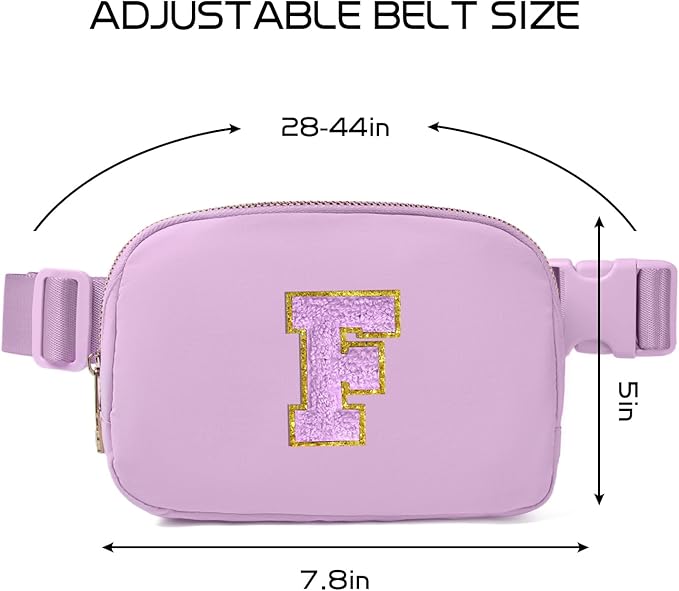 Gitus Gifts for 8 9 10 11 12 Year Old Girls Belt Bag Fanny Pack Crossbody Bags with Initial Letter Patch Cute Stuff Birthday Gifts for Teen Girls Women Personalized Trend Stuff (Lavender-F)