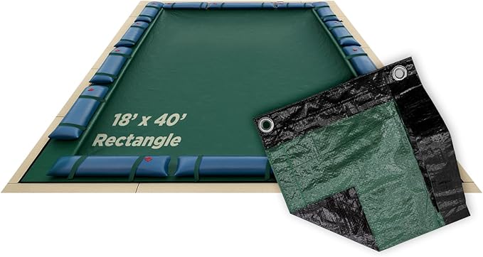 Buffalo Blizzard Supreme Plus 18 ft x 40 ft Rectangular Winter Pool Cover | Green/Black | Heavy Duty for Above Ground Swimming Pools | Easy Install | Cold & UV Resistant | Seasonal Debris Protection