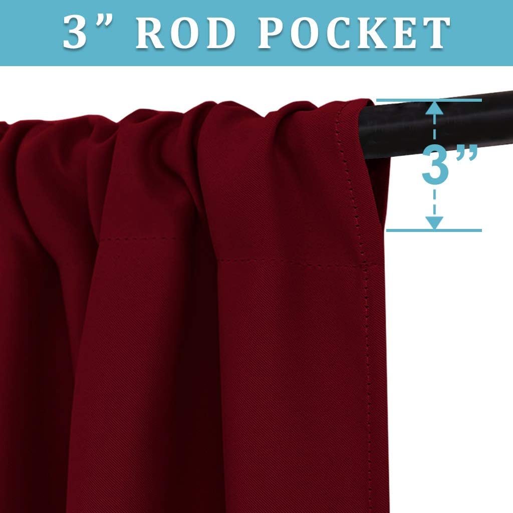 RYB HOME Curtains for Bedroom 72 inches Long, Blackout Thermal Insulating Window Treatment Drapes for Living Room Bathroom Basement Laundry Classroom, W 34 x L 72, Burgundy Red, 2 Panels