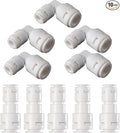 10-Pack 3/8" to 1/4" Push to Connect Fitting Kit - 5 Straight + 5 Elbow Adapters for RO Water Systems/Refrigerators | POM Quick Connect Fittings with Leak-Proof Seals