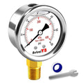0-60 Psi Glycerin-Filled Pressure Gauge, 2-Inch Gauge, Stainless Steel, 1/4" NPT Lower Mount,400kPa Pressure Gauge for Pool Pump, Sand Filter, Air Compressor, and Well Water Systems