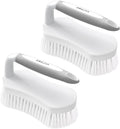 Amazer Scrub Brush for Cleaning Comfort Grip Shower Scrubber Flexible Stiff Bristles with Handle Heavy Duty Cleaner Brush for Tub Sink Carpet Floor - Pack of 2 (Grey+Grey)