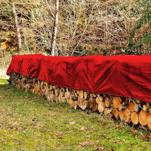 20x20 Extra Heavy Duty RED Tarp 3 Ply Reinforced Canopy 6 oz 12 Mil Canopy Tarp (Finished Size 19'.6 x 19'.6) - size: 20x20