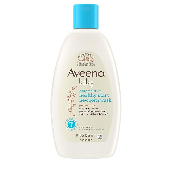 Aveeno Baby Healthy Start Nourishing Newborn Wash, Hypoallergenic Baby Body Wash with Prebiotic Oat Gently Cleanses Delicate Newborn Skin, Fragrance-Free, Tear-Free, Paraben-Free, 8 fl. oz