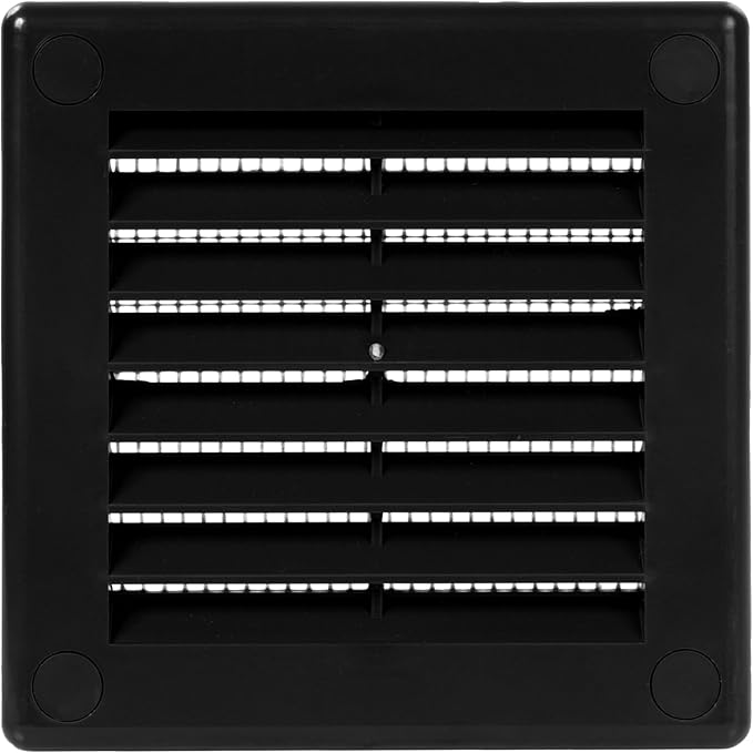 Vent Systems 3" x 3" (Opening Dimensions) Black Plastic Soffit Vent Cover - Durable Flat Square Air Vent Grille with Mesh Screen - Weather Resistant Ventilation Grill, Wall & Ceiling, Indoor & Outdoor