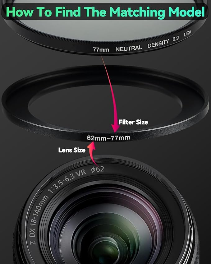 40.5-52mm Metal Step-Up Ring Adapter Compatible with Mirrorless Cameras DSLR Lens, UV CPL ND Filter Thread Converter, Black