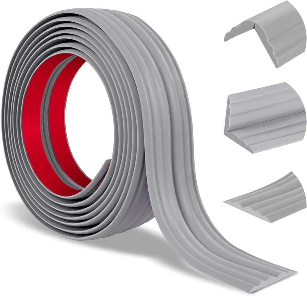 Wall Corner Protector Peel and Stick Corner Trim Molding Flexible Inside & Outside Wall Edge Guard Self Adhesive Moulding Trim for Edge Use, Gray, 2.3” W x 10’ L