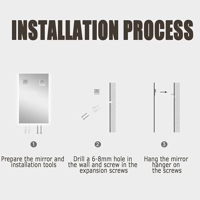 Backlit LED Illuminated Bathroom Mirror with LED Lights, Lighted Bathroom Makeup Wall Mounted Mirror with Demister Pad, Sensor Touch Switch, Horizontal/Vertical(A,H50*W70CM/H19.6*W27.5IN)