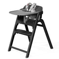 Momcozy DinerPal Wooden High Chair for Babies, Toddlers & Adults Up to 308 Lbs, Convertible Baby Highchair with Food-Grade Tray, Dishwasher-Safe, Adjustable & Ergonomic, Midnight Black