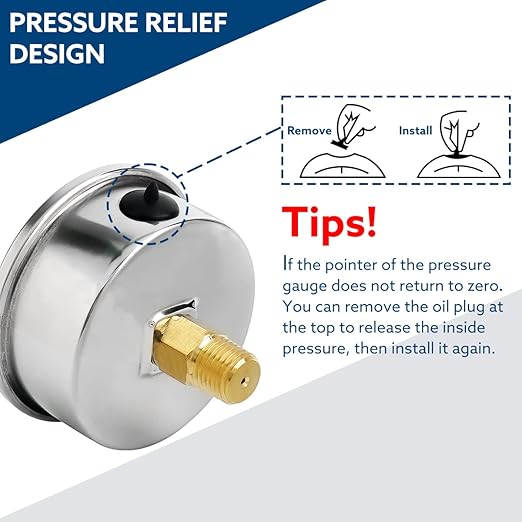 SENCTRL 0-100 Psi Glycerin Liquid Filled Low Pressure Gauge, 2.5" Dial Size, 1/4" NPT Back Mount, Stainless Steel Case, for Water Pump, Pneumatic Air, Well, RV Hose Tank, Pressure Test