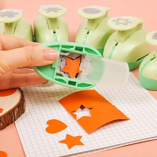UCEC Paper Punches for Crafting, Hole Punch for Kids, 1 Inch Craft Hole Punch Shapes, 6PCS Star Heart Flower Punch Kids Hole Puncher Shape Cutters for Crafts for School Crafting & DIY Projects