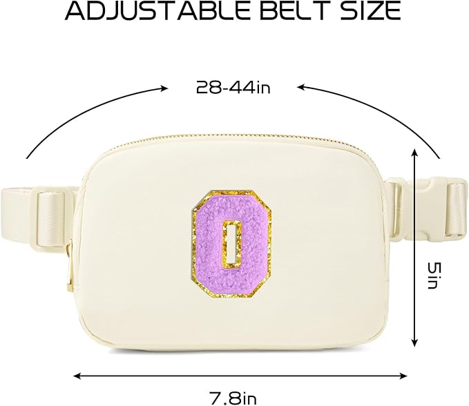 Gitus Gifts for 8 9 10 11 12 Year Old Girls Belt Bag Fanny Pack Crossbody Bags with Initial Letter Patch Cute Stuff Birthday Gifts for Teen Girls Women Personalized Trend Stuff (Ivory-O)