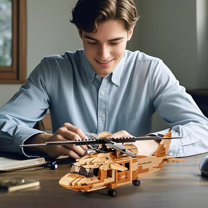 DAHONPA UH-60L Medium Utility Helicopter Black Hawk Military Army Airplane Building Bricks Set with 4 Figure, 439 Pieces Air-Force Build Blocks Toy, Gift for Kid and Adult.