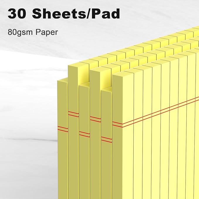 6pcs Small Note Pad 5x8 College Ruled Legal Pads Paper Notepads 6 Pack Study Back Writing Pads 5 x 8 Legal Pads Perforated Narrow Ruled Pads of Paper Yellow