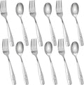 HAKSEN Stainless Steel Toddler Utensils Set, 12PCS Kids Safe Forks and Spoons with Bunny and Puppy Motifs, Mirror Polished & Dishwasher Safe
