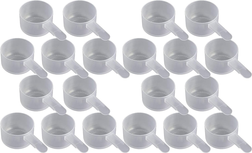23 mL Plastic Measuring Packaging Scoop (= 23 cc/ = 4.7 teaspoon/ = 1.5 Tablespoon/ = 0.78 fl oz), Short Handle - to Measure and Dispense Spices, Granules, Powders, for Seeds Packing (20 scoops)