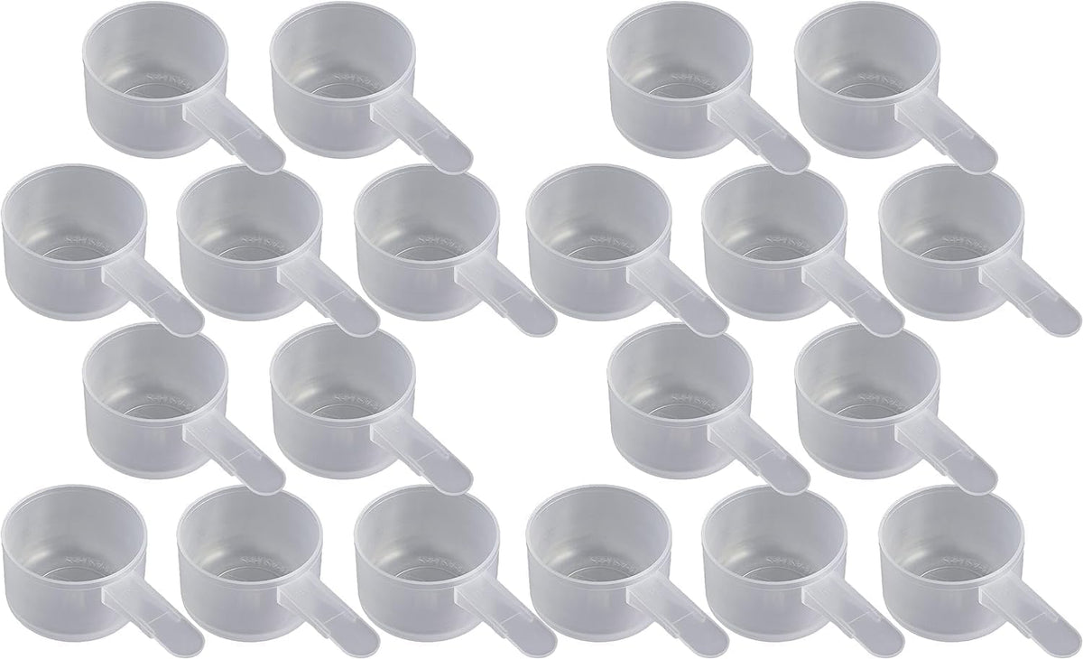 23 mL Plastic Measuring Packaging Scoop (= 23 cc/ = 4.7 teaspoon/ = 1.5 Tablespoon/ = 0.78 fl oz), Short Handle - to Measure and Dispense Spices, Granules, Powders, for Seeds Packing (20 scoops)