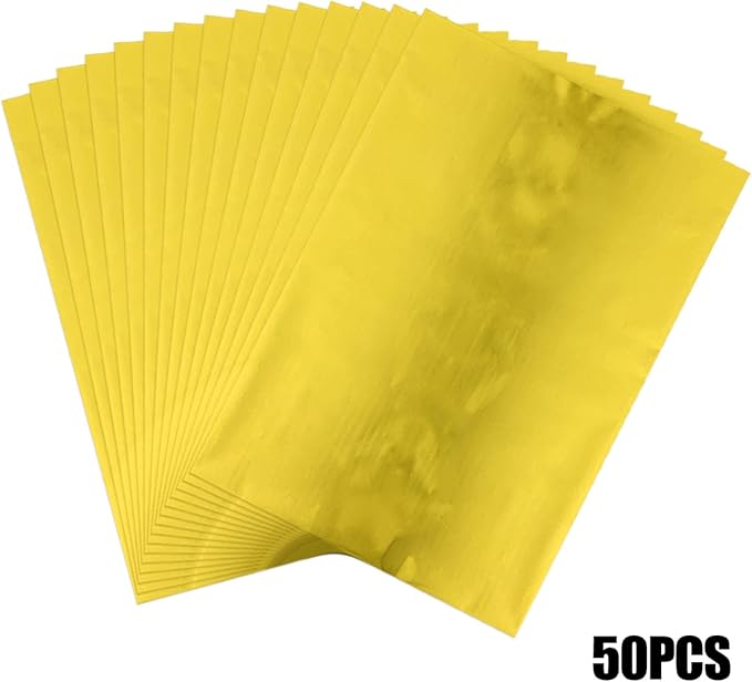 Briartw 20x29cm Hot Foil Paper 50 Sheets Pack Toner Reactive Foil Hot Stamping Foil Paper by Laser Printer and Laminator for Scrapbooking Craft Cardmaking DIY Album (Yellow Gold, 50 Sheets)