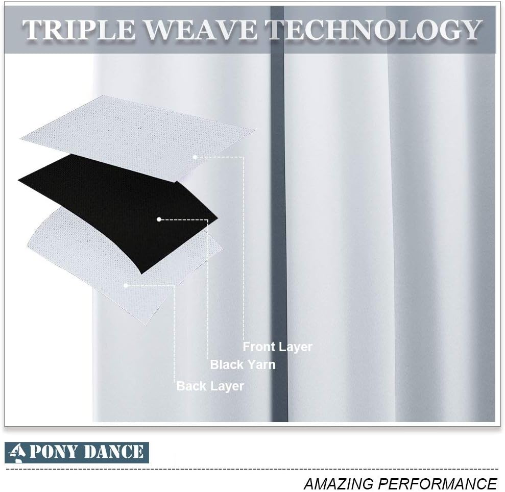 PONY DANCE White Window Curtains - Home Decor Panels Elegant Chrome Heavy-Duty Decorative Light Blocking Draperie for Kitchen & Bedroom, 42 by 54 inches, 2 PCs