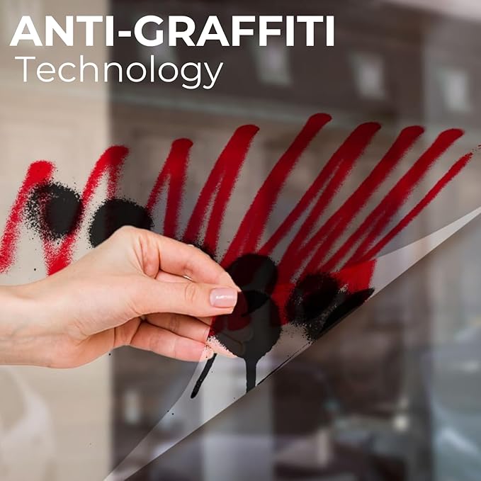UV 99% Security and Safety 4 Mil Clear Window Film Shatterproof Anti Shatter Tempered Glass Film for Home and Office Windows (Clear, 60 in x 100 FT)