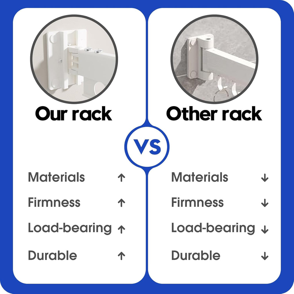 Clothes Drying Rack Foldable Wall Mounted Drying Rack 3 Fold White-Laundry Drying Rack Durable Clothing Racks for Hanging Clothes