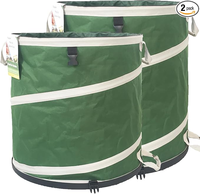 24 Gallon and 32 Gallon Collapsible Trash Can Solid Bottom for Garden Debris Bag,Yard Waste Bag,Pop-Up Trash Can,Recycling Bin,RV Camping Waste Bin,Laundry Hamper,Lawn Grass,Yard Weeds Bags,Leaf Bags