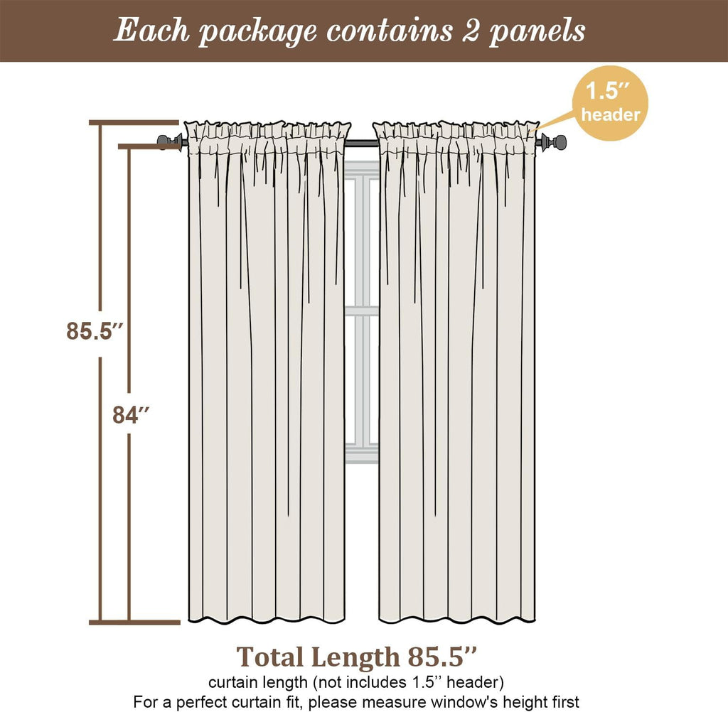 Chyhomenyc Black Sheer Curtains 84 Inch Length 2 Panels Set, Light Filtering Solid Elegant Rod Pocket Voile Window Drapes for Bedroom Living Room, Each 42Wx84L Inch, 2PCS, 7 Feet Long