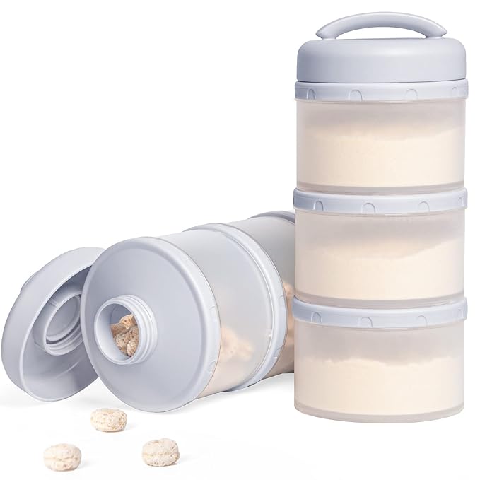 Termichy Stackable Formula Dispenser Portable Milk Powder Container, 2 Pack, Grey