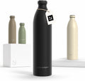 LARS NYSØM Stainless Steel Insulated XL Water Bottle 12oz 17oz 25oz 34oz 51oz | Insulated Thermo Flask for Hot and Cold Beverages | Leakproof Drinking Bottle (Carbon Black, XL 50.7oz)