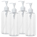 Yebeauty Plastic Pump Bottle, 4 Pack 17oz/500ml Stylish Shampoo Bottles Refillable Hand Soap Dish Soap Dispenser with Press for Massage Oil, Liquid Hand, Clear