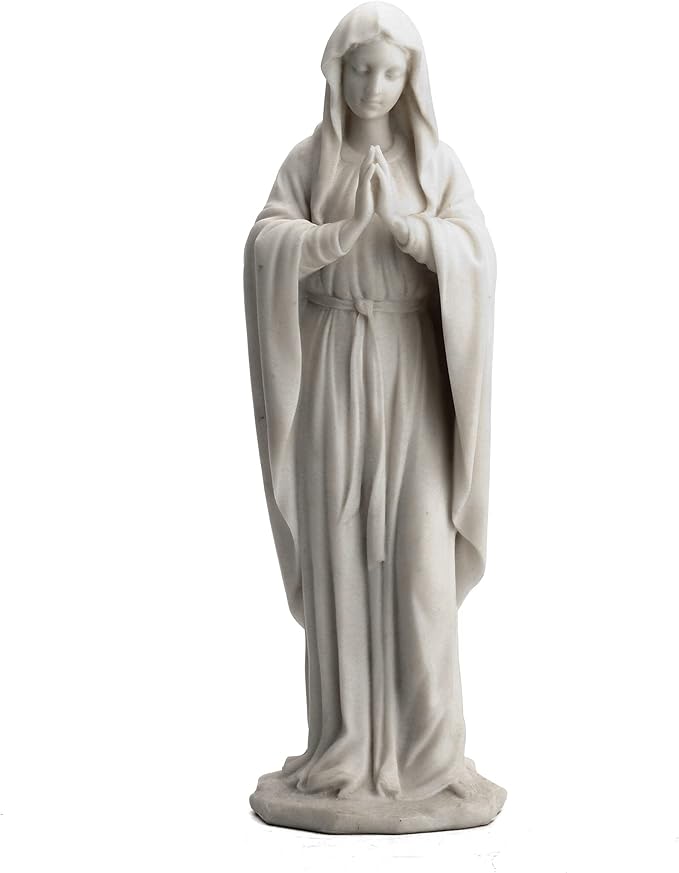 Veronese Design 11 3/4 Inch Virgin Mary The Blessed Mother Resin Statue Marble White Finish