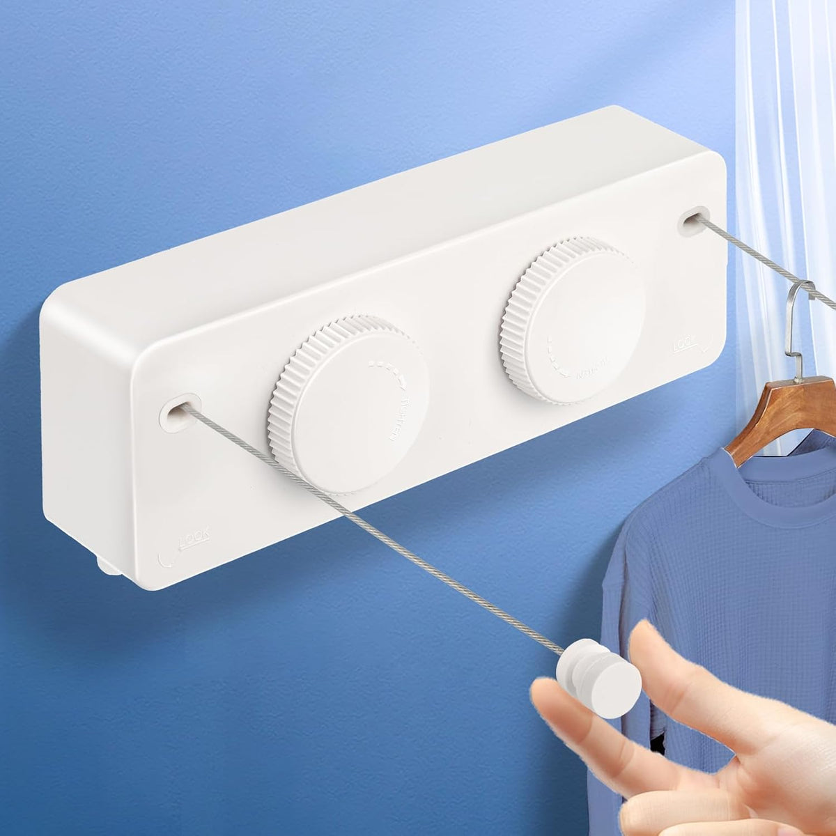 Retractable Clothesline Indoor Outside Heavy-Duty, Upgrade 304 Double Stainless Steel Shower Room Clothes line, Fit Rv Balcony Courtyards Indoor Drying Rack Clothesline, 13.8ft