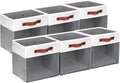 HNZIGE 11x11 Cube Storage Bins for Cube Organizer, Clear Fabric Storage Cubes for Storage Shelves, Collapsible Decorative Storage Bins for Clothes Closet Toys Cubby Storage Bin(White Gray 6 PCS