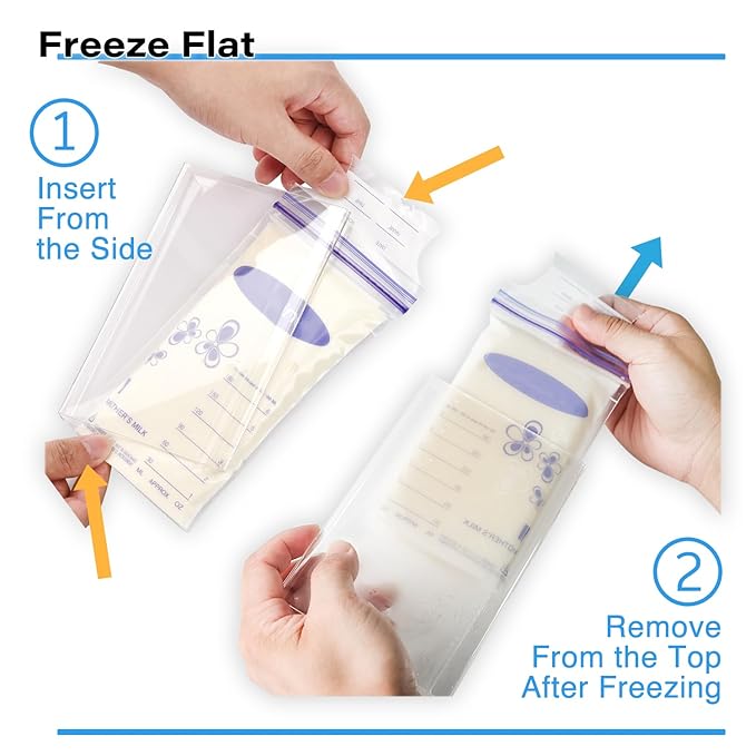 Breastmilk Storage Container with 4 Freezer Flattener Kit to Flatten Standing Breast Milk Bags in Organizer Bins Save Refrigerator Space |Vertical Storage
