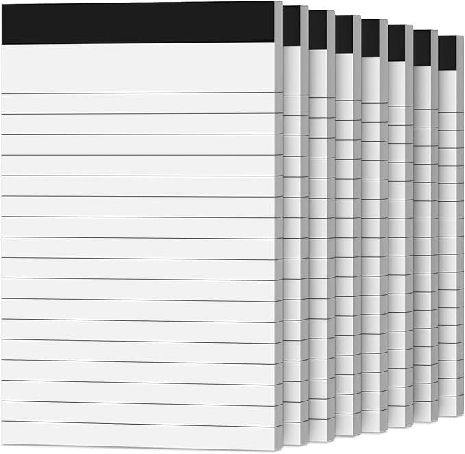 8 Pack Note Pads 4x6 Inch Paper of White Small Notepads for Work Study Lined Memo Pads Mini Pocket Notepad 4'' x 6'' Narrow Ruled Small Notebook Pads of Paper Refills for Office School Home Supplies