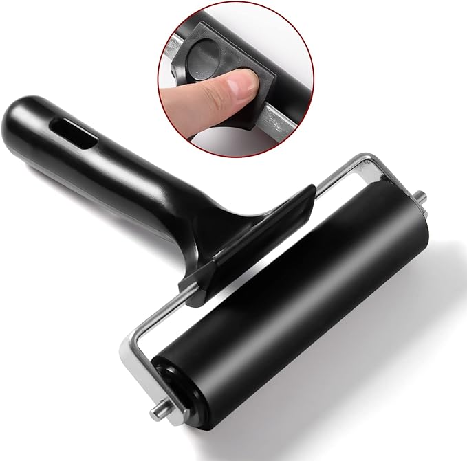 3 Pack Brayer Rollers for Crafting, Vinyl Rubber Roller Brayers, Printmaking Brayer Rollers for Cricut Maker, Gluing, Printing, Inking and Stamping(Black)