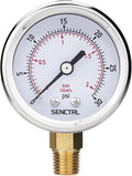 SENCTRL 0-30 Psi Low Pressure Gauge, 2" Dial Size, 1/4 Npt Lower Mount, Waterproof, Stainless Steel Case, for Water Oil Air Pressure Test