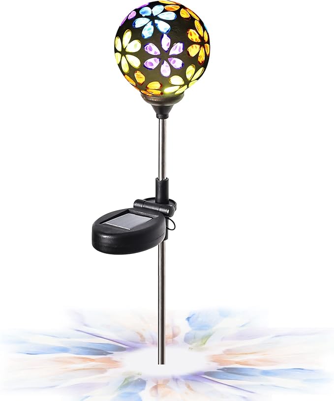 WNP Outdoor Christmas Solar Stake Light Decoration Garden Waterproof,Colorful Glow Solar Powered Flower Ball Light Decorative Outdoor Landscape Solar Absorbed Lights for Yard,Path