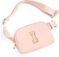 Gitus Gifts for 8 9 10 11 12 Year Old Girls Belt Bag Fanny Pack Crossbody Bags with Initial Letter Patch Cute Stuff Birthday Gifts for Teen Girls Women Personalized Trend Stuff (Coral Pink-I)