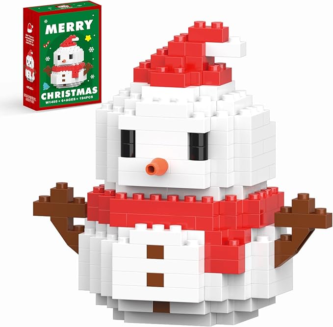 Christmas Red Snowman Building Blocks Set Compatible with Lego Advent Calendar 2025 Stacking New Toys Holiday Present Box New Year Xmas Gifts for Kids for Boys & Girls and Adults