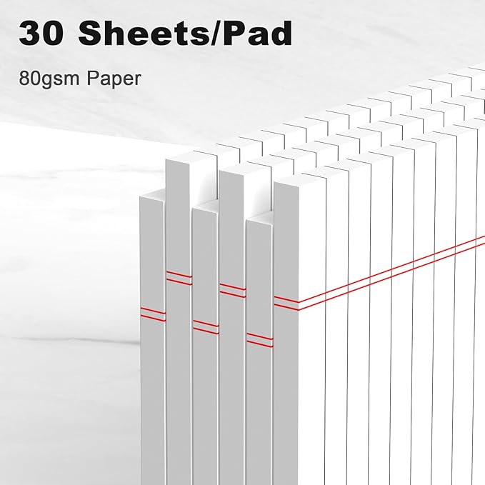 6pcs Small Note Pad 5x8 College Ruled Legal Pads Paper Notepads 6 Pack Study Back Writing Pads 5 x 8 Legal Pads Perforated Narrow Ruled Pads of Paper White