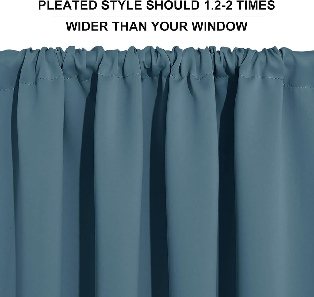 RYB HOME Bathroom Curtains for Small Window, Room Darkening Privacy Assured Curtains Drapes Lights & Draft Blocking for Kitchen Pantry, W 42 x L 45 inches, 2 Panels, Slate Blue