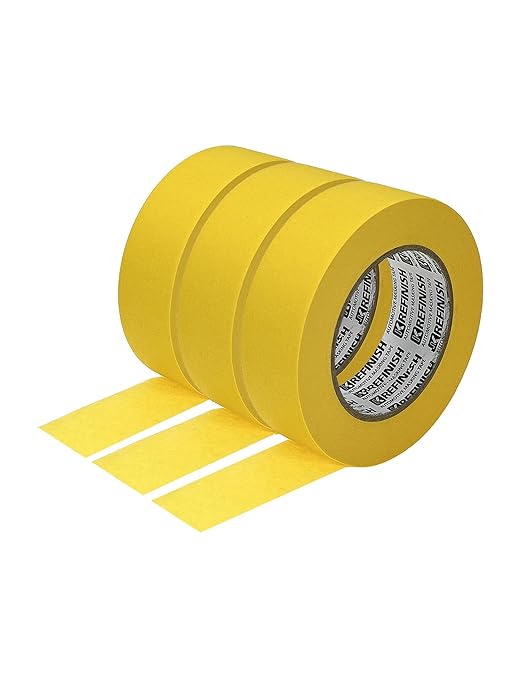 Professional Auto Body Painters Tape, Yellow, 1.41in x 60 yards/3 Rolls, Heat Resistant, No Residue, UV & Moisture Resistant, Ideal for Auto Body Painting, Cars, Trucks, Motorcycles