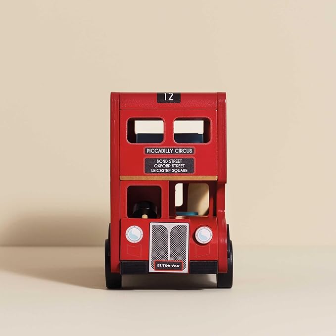 Le Toy Van - Cars & Construction - London Double Decker Bus - Wooden Bus - Role Play Toy - Suitable for Girls & Boys Age 3+, Red