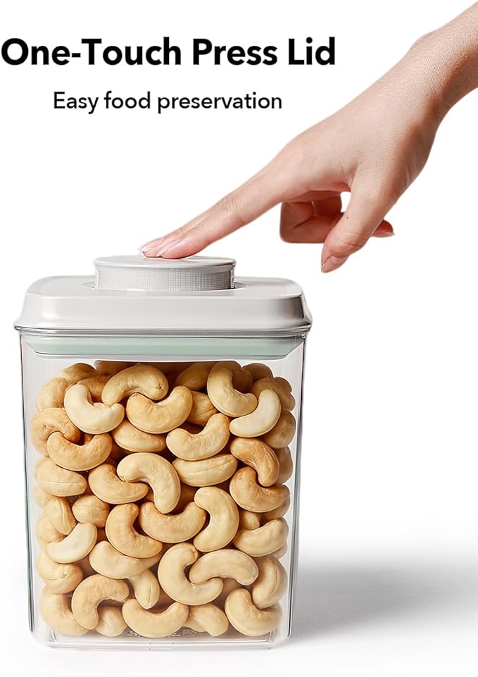 Airtight Food Storage Container with One-Touch Lid, 4.22 QT / 4.0 L Stackable Durable BPA-Free PET for Flour, Sugar, Cereal & Kitchen Pantry Organization.