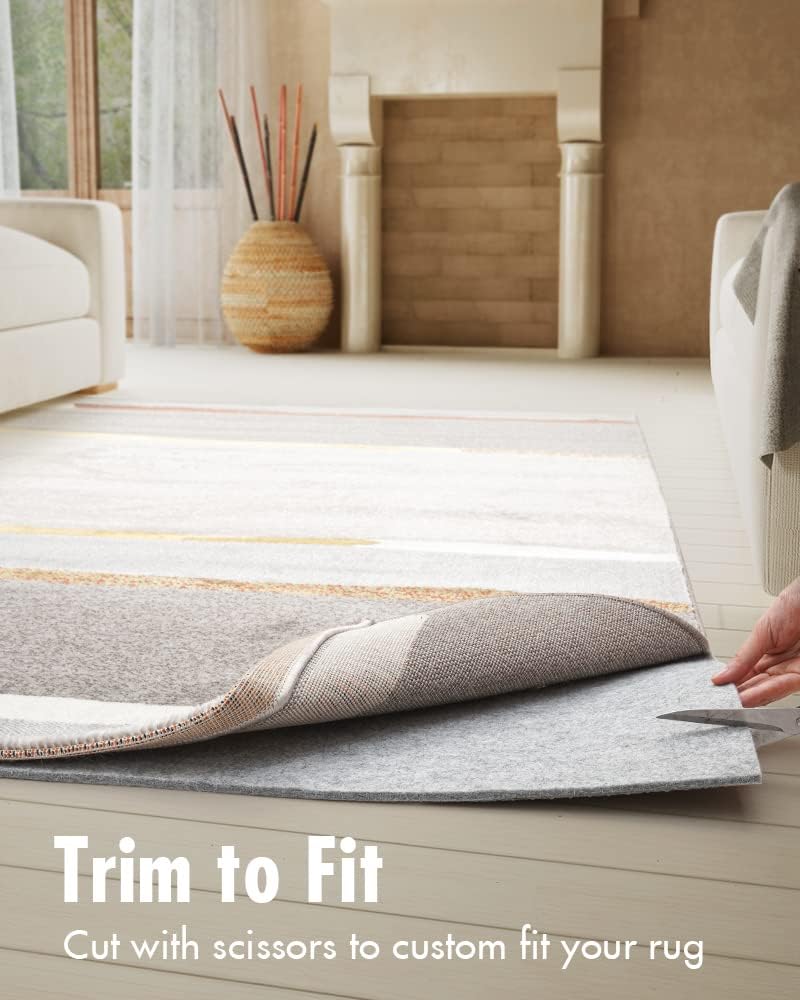 Non Slip Rug Pad Gripper - 5x8 Feet 1/8” Extra Thick Felt Under Rug for Area Rugs and Hardwood Floors,Super Cushioned Non Skid Carpet Padding