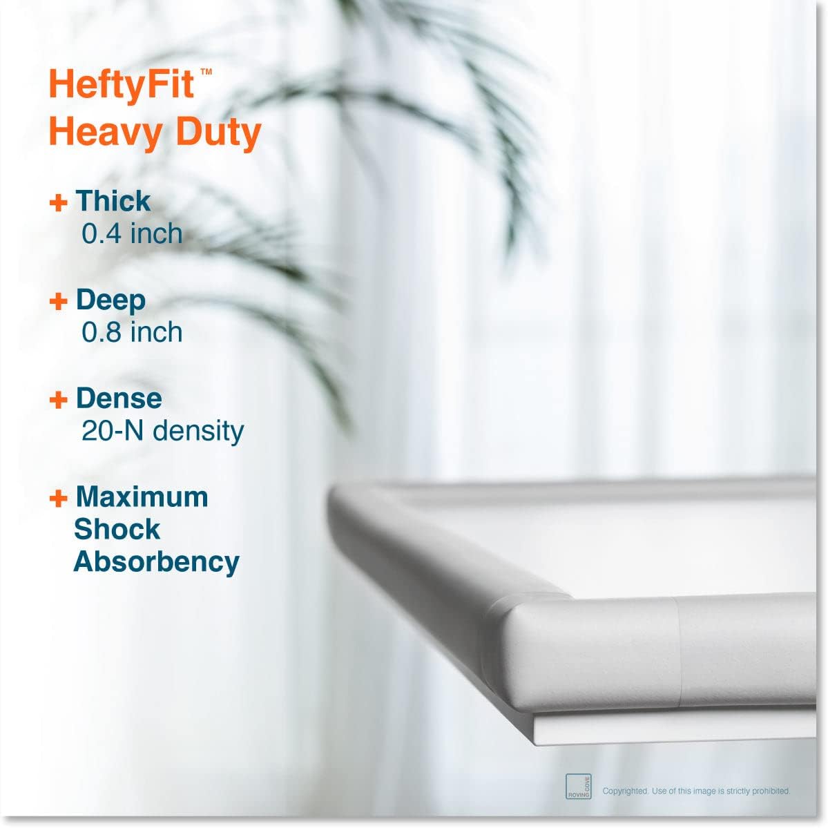 Roving Cove HeftyFit Corner Protector for Baby (16 Large Corners), Heavy-Duty Soft Rubber Foam Furniture Corner Bumper Guards, 3M Adhesive Pre-Taped, Oyster White (Off White)